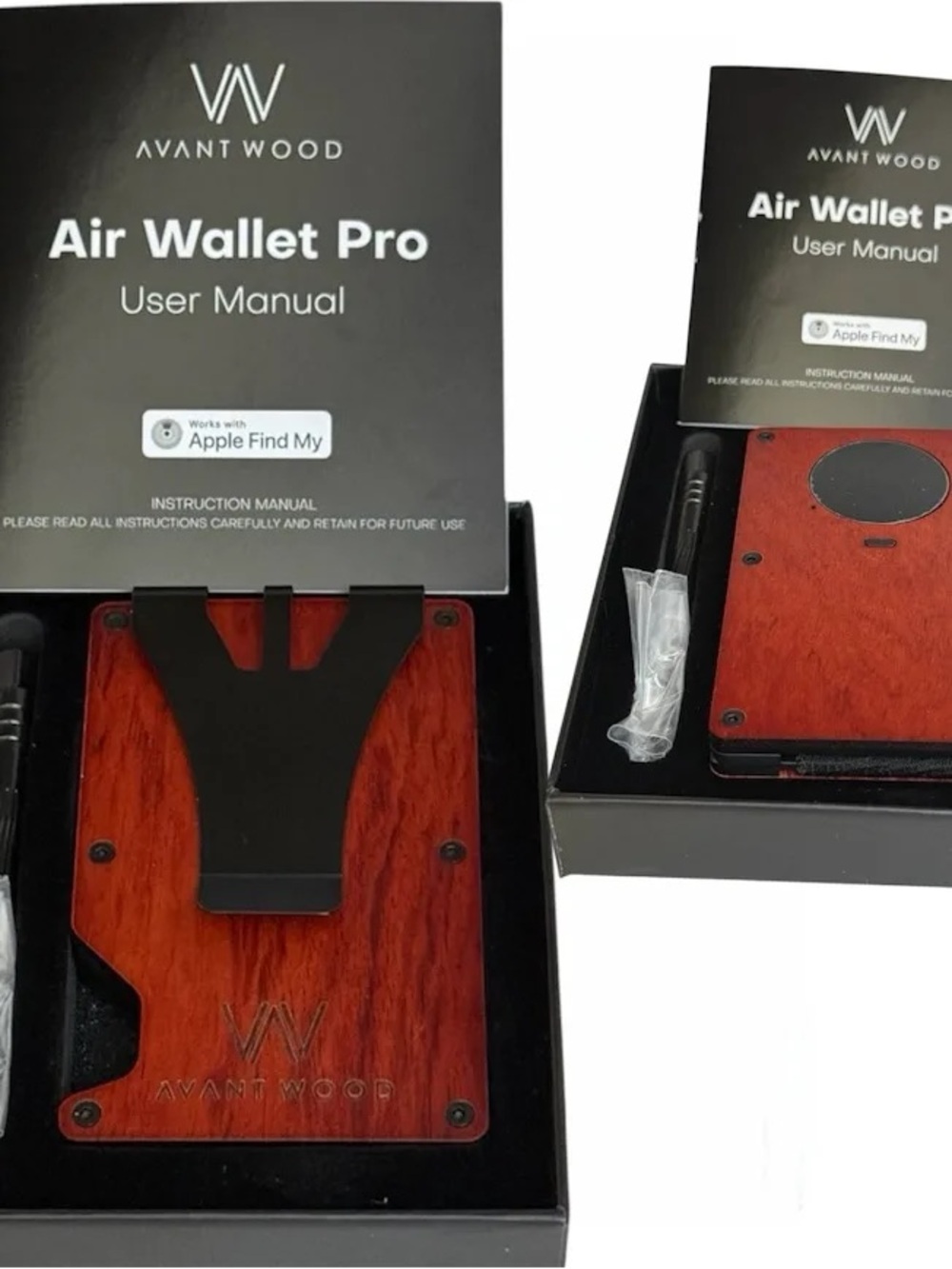 AvantWood Air Wallet Pro Rosewood RFID Slim Minimalist Wallet AirTag Clip